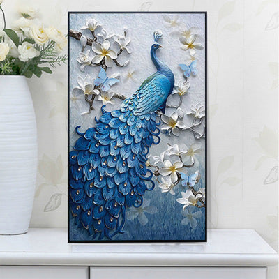 New 5D Diamond Painting Full of Peacock Blue Porch Diamond Painting