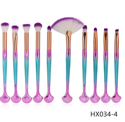 The Shell Makeup Brush Set - Purple Bristles