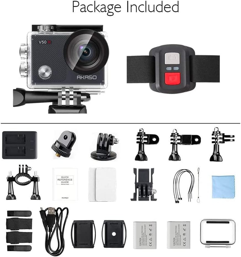 Action Cam Native 4K 20MP, Videocamere Wifi EIS 40M Fotocamera Subacquea Touch Screen, Telecomando, Custodia Impermeabi, Action Camera Kit Di Accessori Di Montaggio (V50 X)