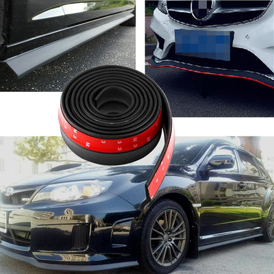 Protezione Universale per Paraurti Anteriore Auto, Autoadesiva, Divisore Auto, Spoiler in Gomma, 2,5 M (Nero), 250 X 5,5 Cm (Lxw)