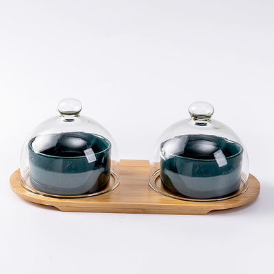 Creative Tableware Ceramic Bird'S Nest Dessert with Glass Lid