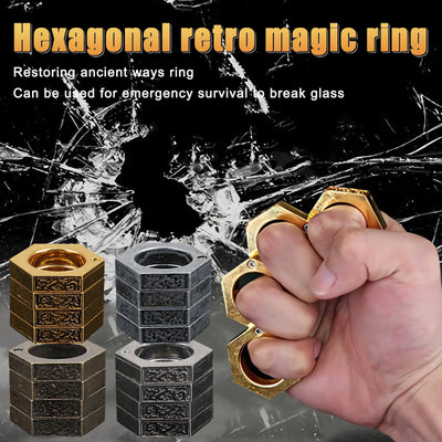 Hard Self Defense Ring Emergency Window Breaker round Hex Ring Finger Buckle Ring Outdoor Climbing Finger Buckle Ring