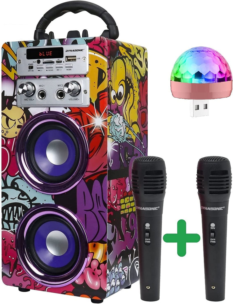 - Cassa Bluetooth Portatile (3A Generazione) Con Modalità Karaoke E Microfono, Radio FM E Lettore SD USB (Luci Da Discoteca Pack)