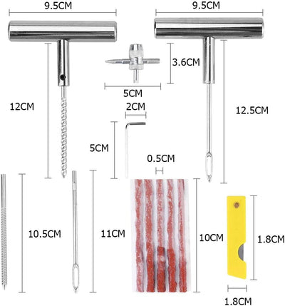 32Pcs Kit per Riparazione Pneumatici, Moto Kit Ripara Pneumatici Gomme Professional Kit Di Riparazione per Copertone Tubeless per La Riparazione Di Forature