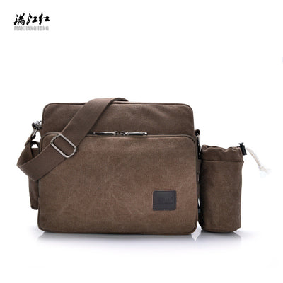 Manjianghong New Canvas Bag Bag Bag Retro Trend of Men'S Business Metrosexual Inclined Shoulder Bag Foreign Trade Package