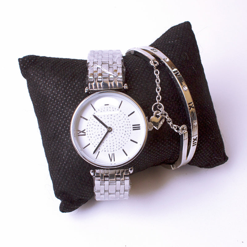 Wrist Watches Douyin the Same Gypsophila Watch Set Wechat Ladies Watch Bracelet Two-Piece Set