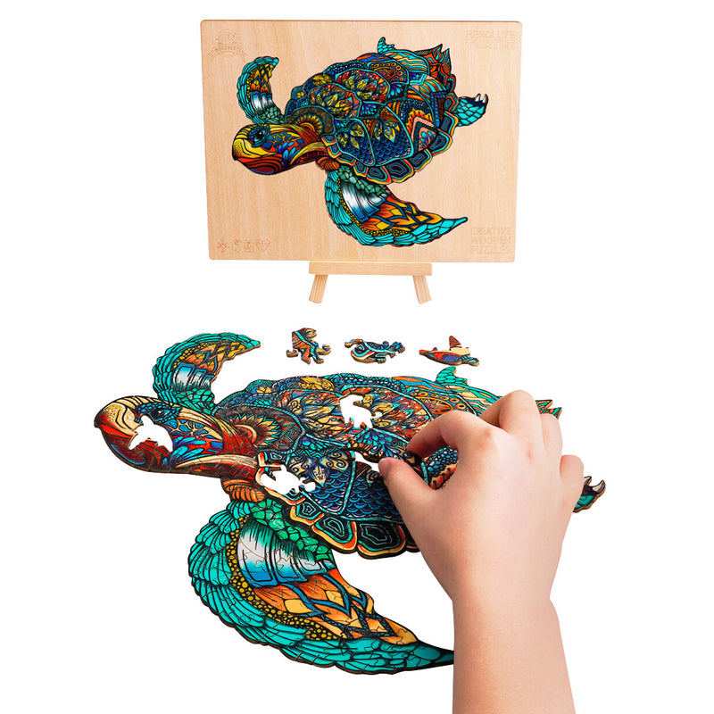 Fashionable Irregular Shaped Solid Turtle Wooden Puzzle Wooden Animal Puzzle