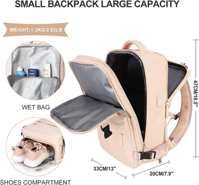 Zaino Da Viaggio Grande Da Donna Da Viaggio Zaino Da Escursionismo Sportivo Da Esterno Impermeabile Zaino Da Scuola Casual Laptop Da 14 Pollici Con Porta Di Ricarica USB Scomparto per Scarpe