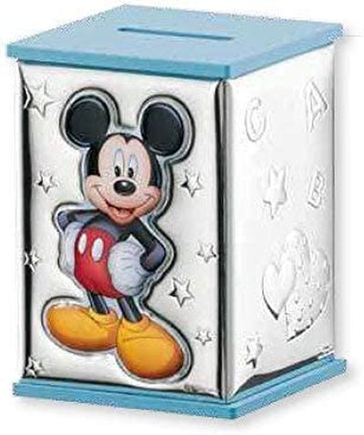 Disney Baby - Salvadanaio Topolino Mickey Mouse Con Lamina Colorata in Argento per Bambini