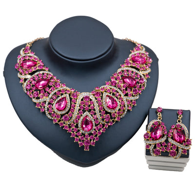 Fast Selling Explosion, Middle East, Europe and America, Colorful Exaggerated Bride Necklace, Earring Set, Alloy Color Plating