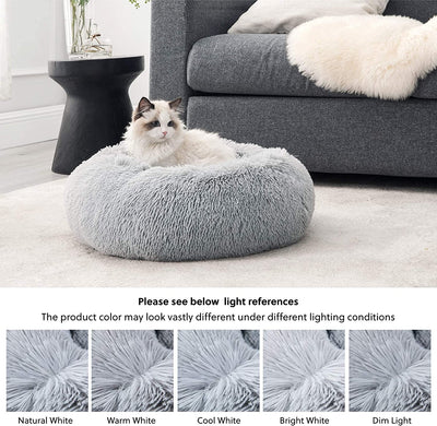 Cuccia Gatto Morbida 50X50Cm - Cuccia Pelosa per Cani Colore Grigio Chiaro, Cuscino Gatto Antistresss Con Peluche Lavabile, Lettino Calmante per Gatti