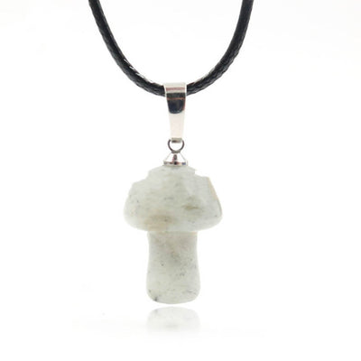 Natural Crystal Mini Small Mushroom Pendant Necklace