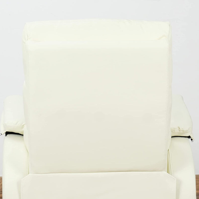 Poltrona Relax per Interni, Reclinabile Manualmente Con Cuscino Imbottito, in Similpelle E Acciaio, 75X82X99 Cm, Crema