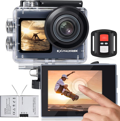 Action Cam, 20MP Action Cam 4K Con Touch Screen, Stabilizzatore EIS, Impermeabile Fino a 40M Sotto L'Acqua