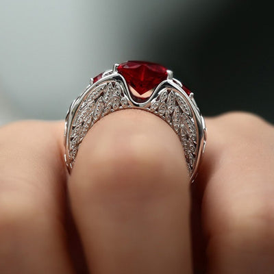 Princess Ring Heart-Shaped Ruby Engagement Ring