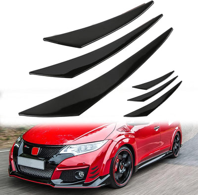 6PCS Labbro Paraurti Anteriore Auto Nero, Spoiler Anteriore Paraurti Auto Universale in Gomma, Alette Splitter Auto, Spoiler Frontali per Auto