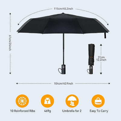 Ombrello Pioggia,Ombrello Pieghevole Automatico Anti-Tempesta,10 Stecche Rinforzate Folding Umbrella 104 Cm,Asciugatura Rapida Ombrello Da Pioggia Grande