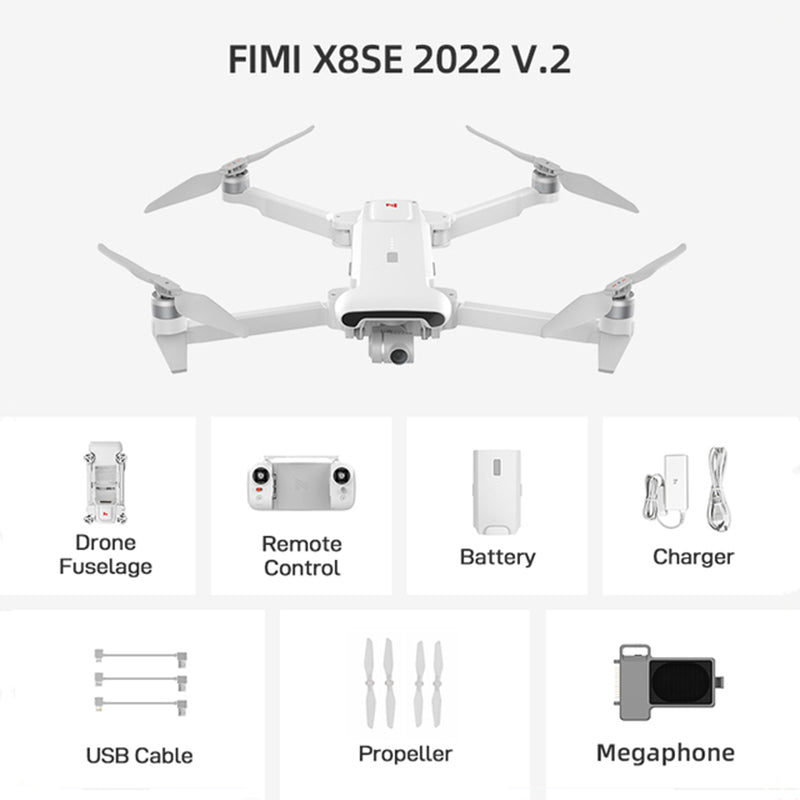 X8 SE 2022 V2 10KM FPV with 3-Axis Gimbal 4K Camera HDR Video GPS 35Mins Flight Time RC Quadcopter RTF with Airthrow Megaphone Module