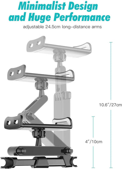 Porta Tablet Auto Poggiatesta, Universale Supporto per Tablet Con Rotazione a 360 Gradi per 4,4~11 Pollici Ipad, Galaxy Tab, Mediapad Et D'Autres Smartphones