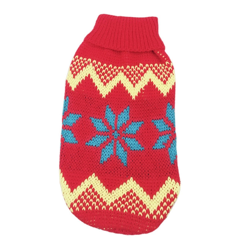 Christmas Maple Snowflake Turtleneck Knitted Sweater Pet Clothes