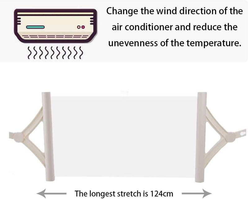 Deflettore Condizionatore & Aria Condizionata Vento Deflettore,180 Gradi Regolabile,Lunghezza Regolabile (Bianca)