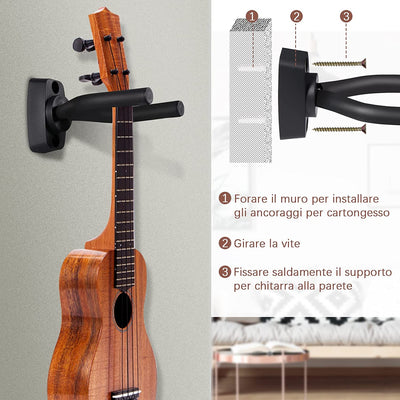 Supporto per Chitarra a Gancio Chitarra Parete Ganci Stand Confezione Da Supporto Gancio Montaggio a Parete Ganci Appendi Titolare per Chitarra Elettrica Basso Elettrico Ukulele Violino (1PC)