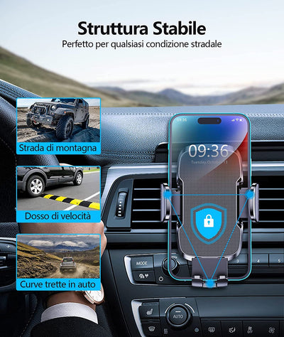 Porta Cellulare Auto, [2023 Upgrated Clip] Supporto Telefono Auto per Presa D'Aria Dell'Auto, 360°Di Rotazione Porta Telefono Macchina Universale Compatibile Con Iphone/Samsung/Xiaomi