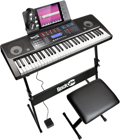 6.1 Kit Tastiera per Pianoforte 6.1 Auricolari, Supporto per Tasti, Panca per Tastiera Digitale, Pedale Sustain E App Simply Piano