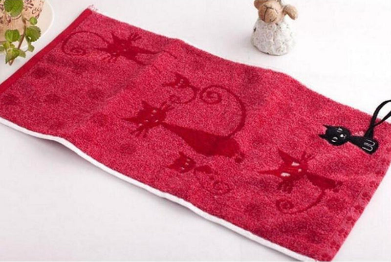 Tail Hook Cotton Cat Face Towel 25X50Cm