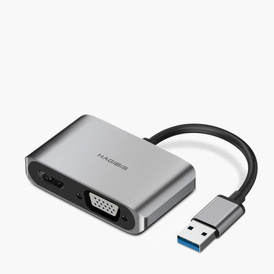 Hagibis USB 3.0 to Hdmi-Compatible VGA Adapter 4K HD Multi-Display 2In1 USB to Hdmi-Compatible Converter for Windows 7 8 0 OS