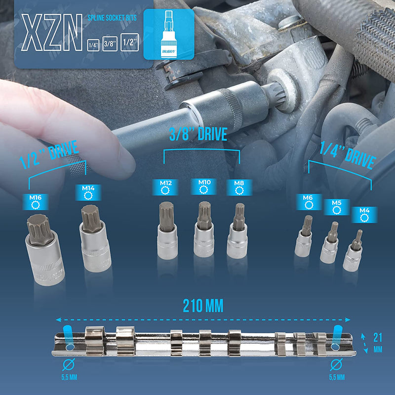 XZN Set Di Prese Multiple I M4 M5 M6 M6 M8 M8 M8 M10 M12 M12 M14 M16 I Set Di 8 Pz. Di Punte Multiple