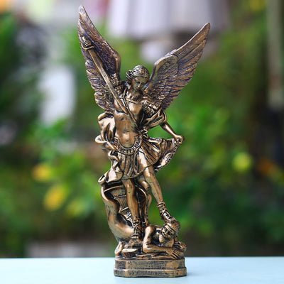 Statua Di San Miguel Arcangel Da 31,8 Cm, Statua Di San Michele in Resina Bronzata, Statuetta Di San Michele Arcangelo Vittoriosamente Sopra Satana, Adatta per La Collezione O La Decorazione