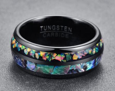 Tungsten Gold Ring with Black Veneer Plating