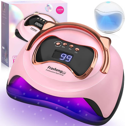 180W Lampada UV LED Unghie,Nuovo Design Della Maniglia Dell'Orecchio Di Gatto,Professionale Fornetto Unghie Semipermanente per Manicure,Con 4 Modalità Timer,Con Mini Lampada UV per Unghie