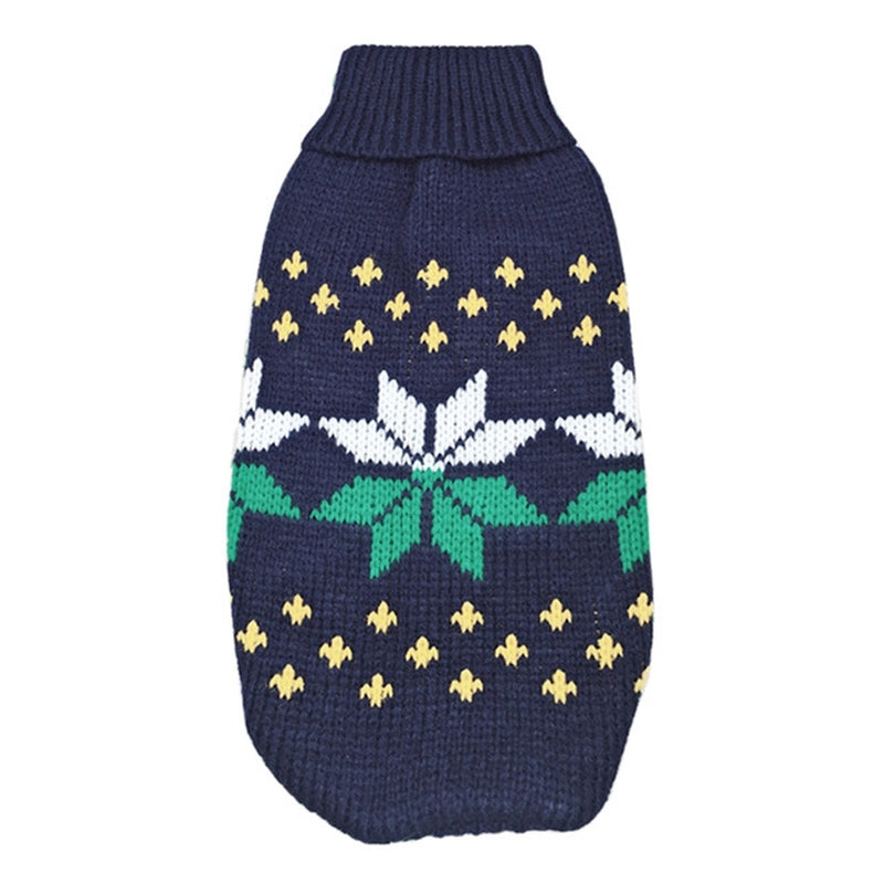 Christmas Maple Snowflake Turtleneck Knitted Sweater Pet Clothes