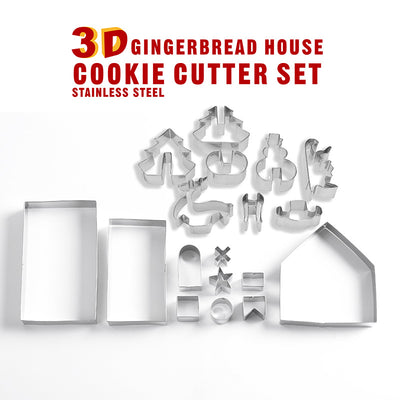 8/18-Piece Set Gingerbread House Stainless Steel Christmas Scenario Cookie Cutters Set Biscuit Mold Fondant Cutter Baking Tools