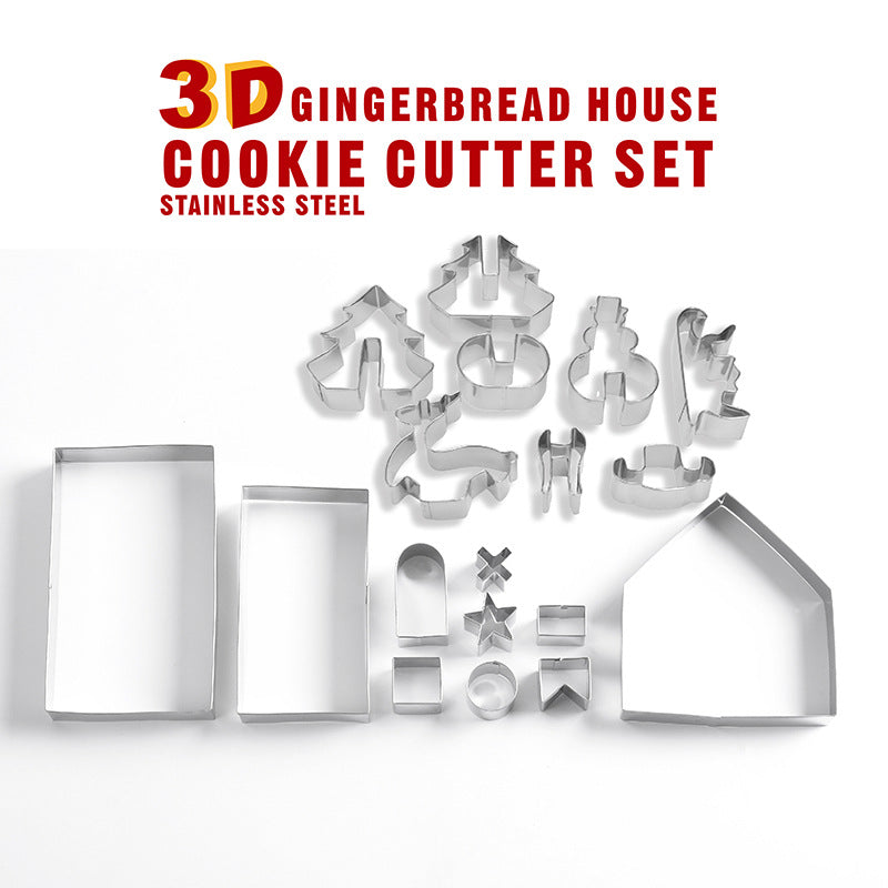 8/18-Piece Set Gingerbread House Stainless Steel Christmas Scenario Cookie Cutters Set Biscuit Mold Fondant Cutter Baking Tools