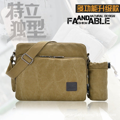 Manjianghong New Canvas Bag Bag Bag Retro Trend of Men'S Business Metrosexual Inclined Shoulder Bag Foreign Trade Package