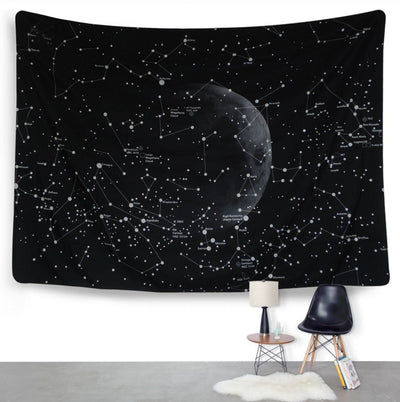 Constellation Tapestry Fantasy Starry Sky Blanket Galaxy Space Pattern Towel Wall Hanging Cloth Bedspread Bedroom Decoration