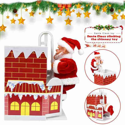 Electric Climbing Chimney Santa Claus Christmas Decoration Figurine Ornament Family New Year Party Santa Claus New Year Gift