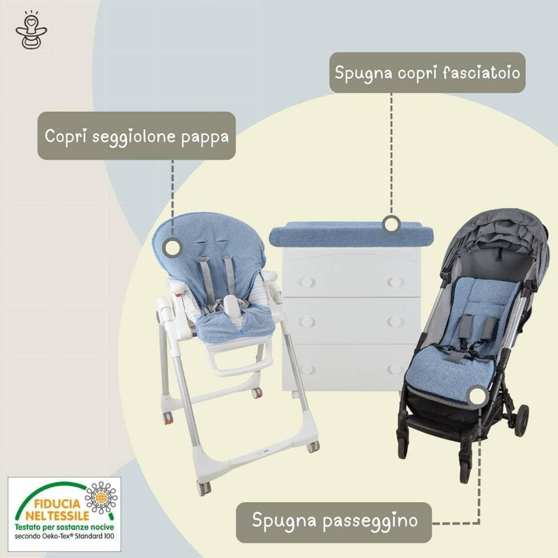 Babysanity Copri Passeggino Estivo in Spugna Di Cotone 100% Copriseduta Universale Antisudore per Bambino E Neonato - Made in Italy (Grigio)