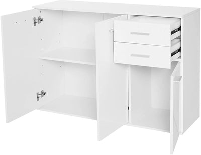 Armadietto Da Ufficio 3 Armadietti 2 Cassetti Legno 106X35X76Cm Bianco