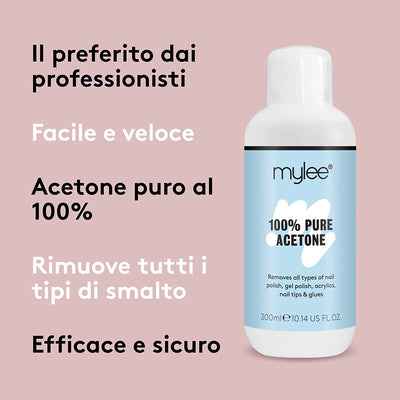 , Solvente per Unghie Di Qualità Superiore, 100% Puro Acetone, Adatto per Smalti Gel UV/LED Soak Off