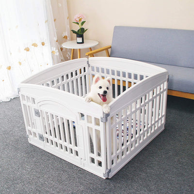 Recinto per Cani Cuccioli Da Interno O Esterno, Box per Cani, Gabbia per Cuccioli Con Cancelletto, Solido Smooth Installazione Semplice Bianco