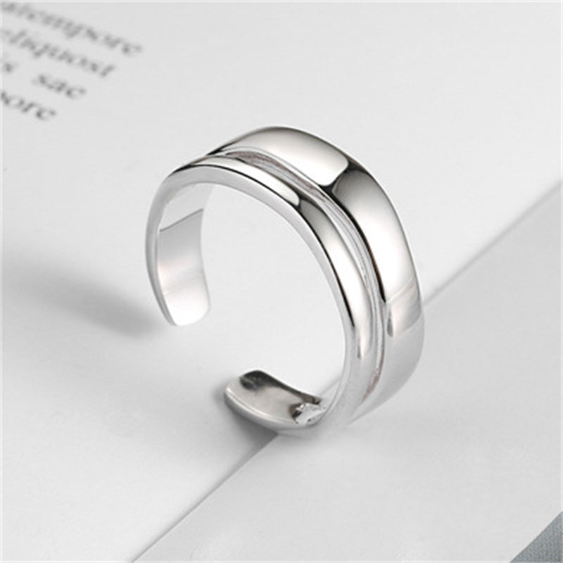 Personality Glossy Double-Layer Silver-Plated Ring Women