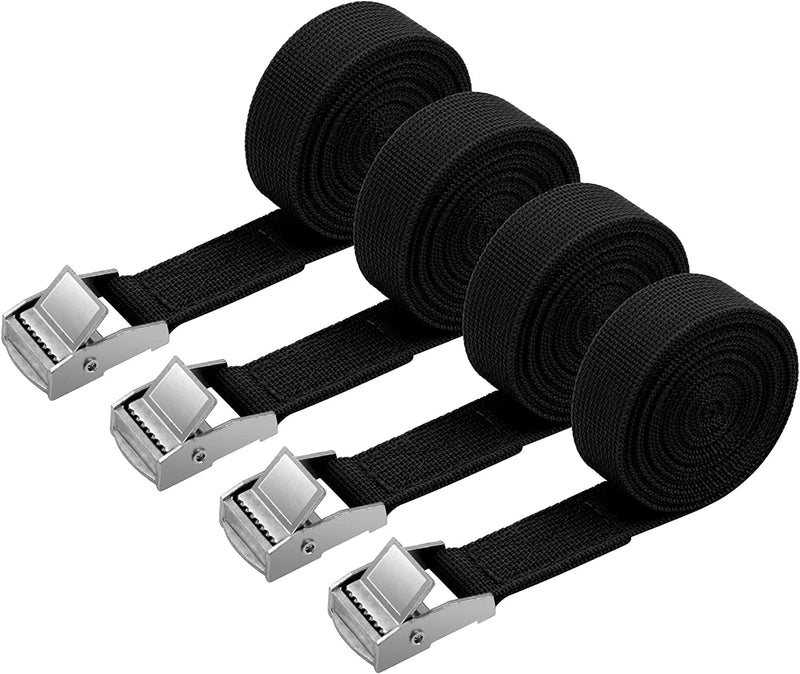 4 Pcs Cinghie Di Tensione, 2 M X 2 Cm Cinghie Di Tensionamento, Carico Cinghie Di Tensione Con Fibbia, Adatto per Moto, Auto, Portabiciclette, Trazione: 500Kg / Pezzo (Nero)