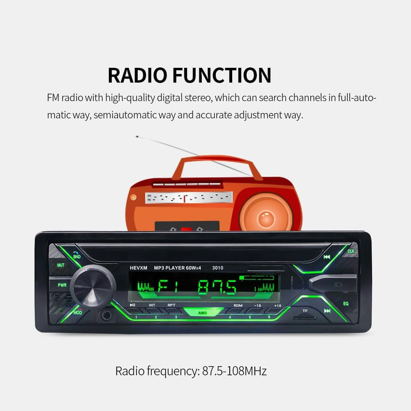 Autoradio Bluetooth Stereo Auto Bluetooth Radio Bluetooth Auto Car Radio, 1Din with Bluetooth4.2, AM/FM Media Receiver USB/SD/AUX/EQ/MP3/TF Carica Rapida