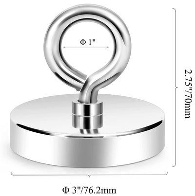 - Magnete Da Pesca Da 272.2 Kg, Con Base in Metallo Lavorato a CNC, Con Magnete Ad Alta Potenza, 7.6 Cm per Rimozione, Negozi, Sollevamento E Pick Up