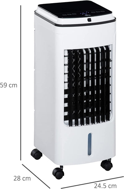 Raffrescatore Evaporativo 3 In1, Ventilatore Con Ghiaccio E Umidificatore, 3 Velocità, 3 Modalità, Telecomando E Timer, 75W Bianco