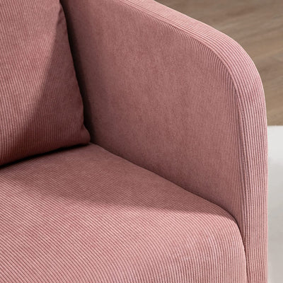 Poltroncina in Velluto a Coste Con Gambe in Acciaio E Cuscino Posteriore, 73X74X82Cm, Rosa